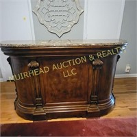 MARBLE TOP BAR 68" PURCHASED AT ASHLEY FURNITURE,
