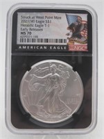 WEST POINT 2021 HERALDIC EAGLE T-1 MS70 NGC ER