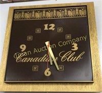 Canadian Club Retro Clock 16” X 16”, untested