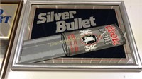 Silver Bullet Mirrored Sign 14” X 19”