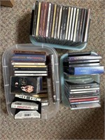 (3) Totes of miscellaneous CDs and cassette tapes