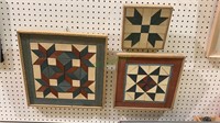 3 cut and painted wood block wall decorations.