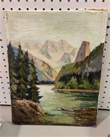 Original oil painting River through the Valley,