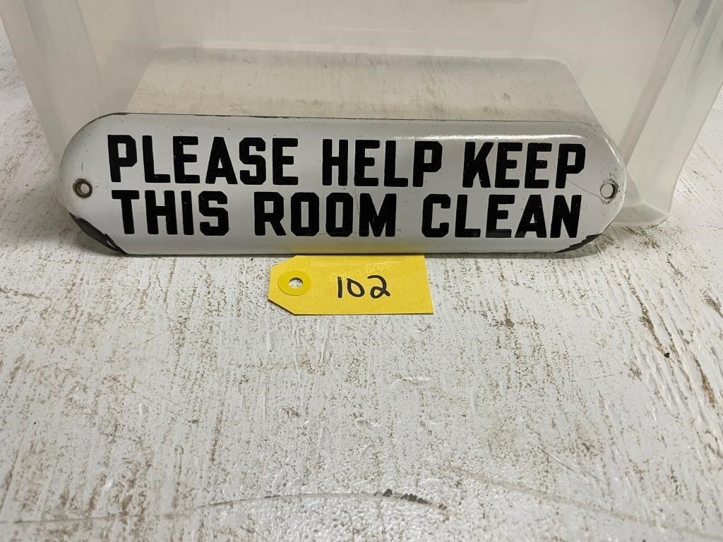 Porcelain Keep Room Clean Sign