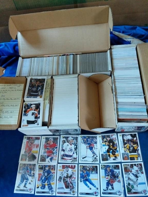 Boxes of mixed cards and upper deck cards.