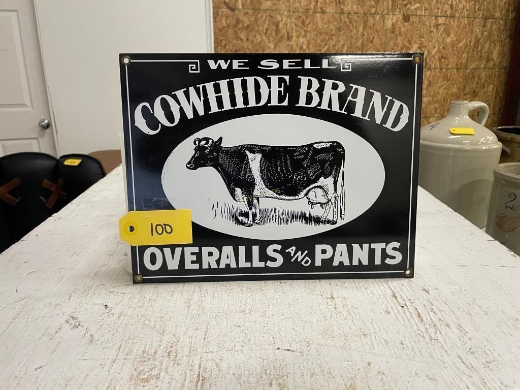 Porcelain Cowhide Brands Sign