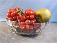 Glass bowl with plastic fruit