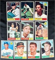 (10) 1961 TOPPS BASEBALL CARDS