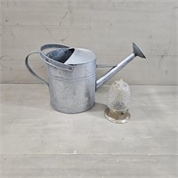 Galvanized Watering Can & Vintage Globe Light