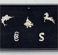 5 Animal Brooch Pins Mexico 925