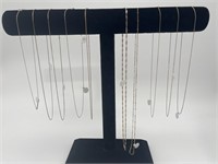 10 Assorted Chain Necklaces - Gold Tone 925,