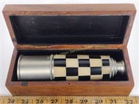 Telescopic magnifier in wood box