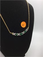 STERLING SILVER NECKLACE WITH GREEN GEMSTONE FRONT