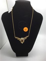 STERLING SILVER NECKLACE & PENDANT WITH CITRINE CO