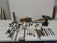 Drill bits, tools, saws, flashlight