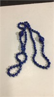 Faceted Blue Glass Bead Necklace M16D