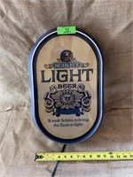 13"x22" Schlitz Light Lighted Beer Sign, needs new