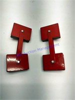 Two magnetic welding squares, holders