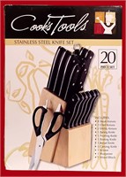 COOK'S TOOLS 20 Pc KITCHEN CHEFS KNIFE & BLOCK Set