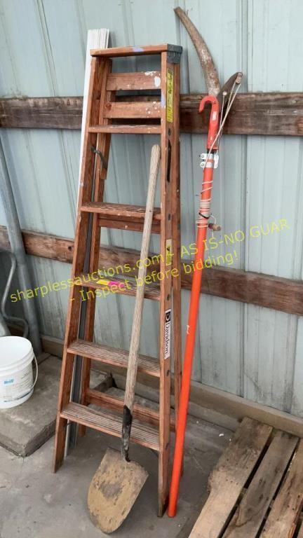 Step Ladder, Pole Saw, Metal Trim, Shovel
