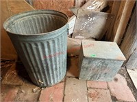 Rose Hill Milk Box & Metal Trash Can