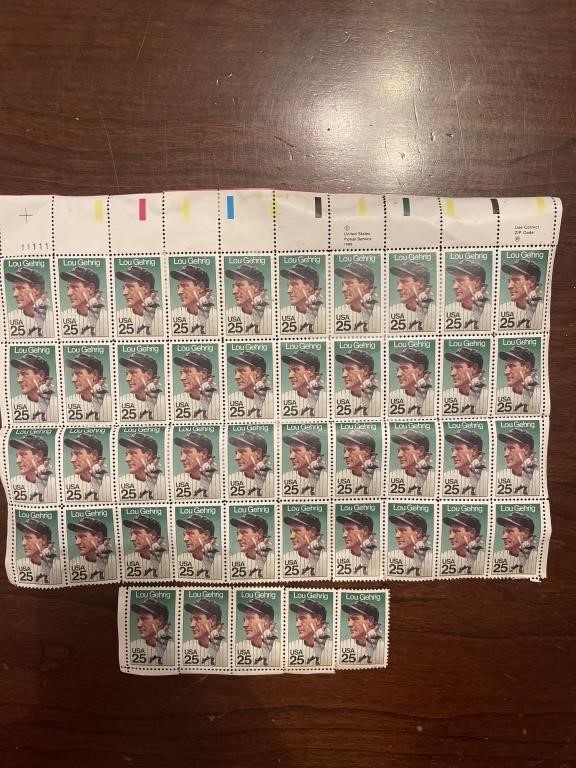 45 Lou Gehrig stamps 25c