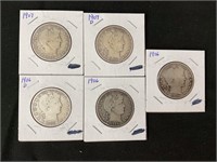 Lot of Barber Half Dollars