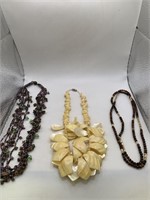NATURAL STONE, SHELL & BEAD NECKLACE LOT