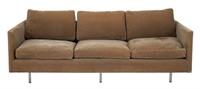 Knoll Style Sage Green Velvet Upholstered Sofa