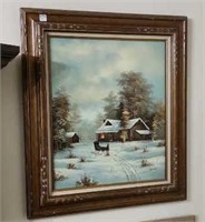 Framed oil on canvas signed Van Bell 32 x 28"