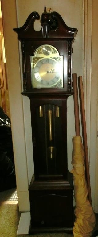 mahogany 3 weight grandfather clock by Trend j