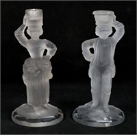 Holyrood Glassworks Pair of Figural Candlesticks