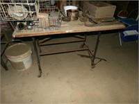 Metal Base Wood Shop Table