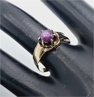 10K Antique Star Ruby Cabochon Ring