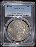 1884-O MORGAN DOLLAR PCGS MS63