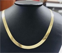 10K Yellow Gold Herringbone Chain Necklace