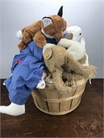 Basket & Stuffed Animals Cabbage Patch & more