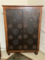 Pier 1 Kanpur Wood & Hammered Tin Cabinet (A)