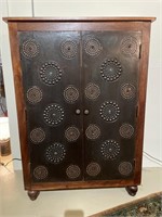 Pier 1 Kanpur Wood & Hammered Tin Cabinet (B)