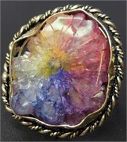 925 stamped solar agate rainbow ring size 8