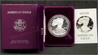 1986 1oz Proof Silver Eagle w/Box & Papers