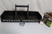 Vintage Wooden Watkins Products Box with (3)