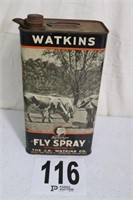 Vintage Metal Watkins Fly Spray Can(R1)