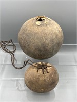 Ancient Peruvian burial gourd artifacts
