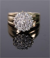 14K White Gold & Diamond Cluster Ring