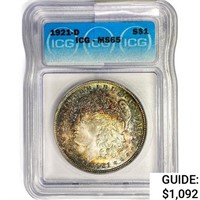 1921-D Morgan Silver Dollar ICG MS65