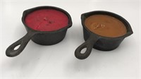 2 Small Cast Iron Pan Candles