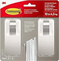 Command Satin Nickel Curtain Rod Hooks with Comman