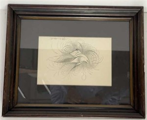 Art - Calligraphy Bird, framed, by Knowles Maxin