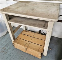 Child's Oak Desk and Wooden Box